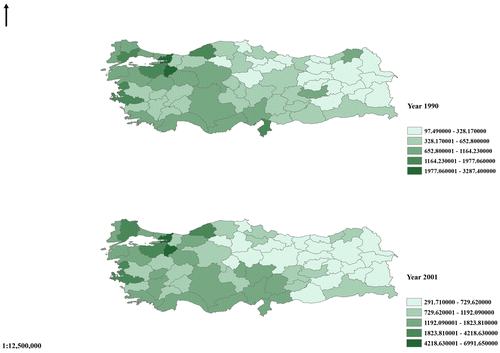 Figure 1. Electricity consumption per capita across provinces of Turkey. Source: Author’s own elaboration based on the Jenks natural breaks algorithm.