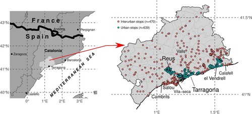 Figure 1. Context maps of bus stops managed by ATMCdT.