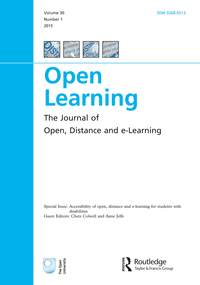 Cover image for Open Learning: The Journal of Open, Distance and e-Learning, Volume 30, Issue 1, 2015