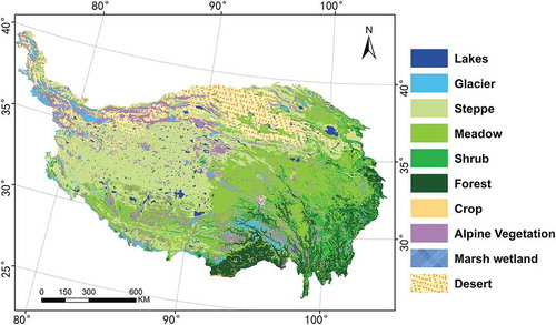 Figure 2. Vegetation type maps based on the Vegetation Map of China.