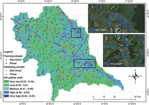 Figure 8. Map of FPIANFIS-AHP values across the Trotuș River basin