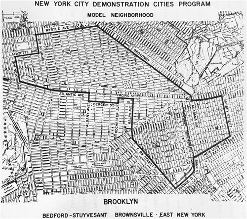 Figure 2. Map of the Central Brooklyn Model Cities neighbourhood target area, with East New York at far right. Source: City of New York Demonstration Cities Program Draft Summary of Proposal, 1967, New York Public Library.