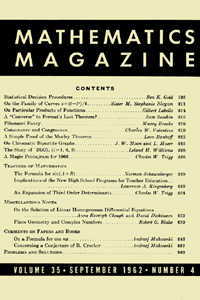 Cover image for Mathematics Magazine, Volume 35, Issue 4, 1962