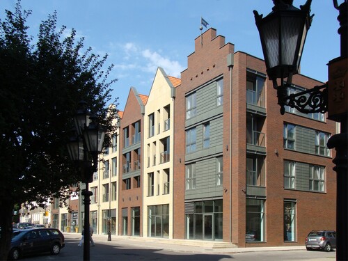 Figure 4. Block of buildings on Szeroka Street, Gdańsk. View after completion. Source: photo by A. Taraszkiewicz, 2012.