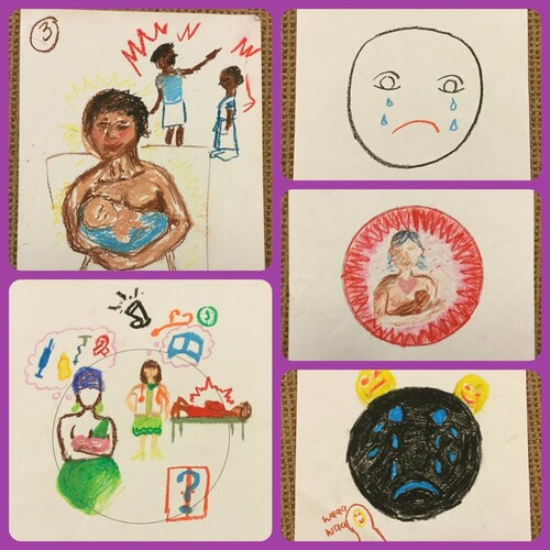 Figure 1: Collage of drawings created by medical students reflecting on their obstetrics experiences (SA, 2015).