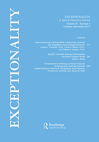 Cover image for Exceptionality, Volume 25, Issue 4, 2017