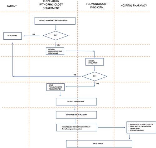 Figure 2 Clinical pathway for the administration and monitoring of biological therapies for a patient with severe asthma.