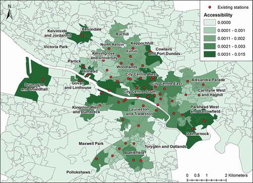 Figure 7. Two-step floating catchment area accessibility scores by data zone.