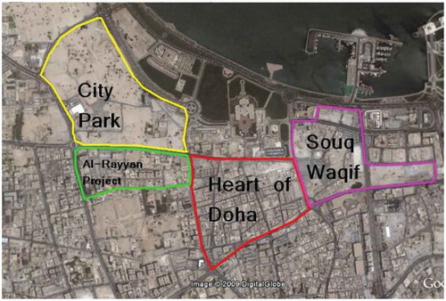 Figure 5. Location of Souk Waqif and Msheireb (Heart of Doha) in old Doha