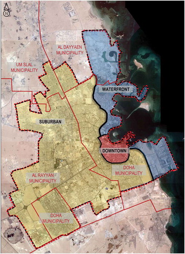 Figure 4. The study area including the urban limits of Doha city (source: Ministry of Municipality and Environment, Citation2015; edited by the authors).