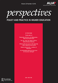 Cover image for Perspectives: Policy and Practice in Higher Education, Volume 20, Issue 4, 2016