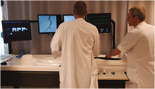 Figure 1. The patient-specific rehearsal set-up with the VIST-LAB, VIST-CTM and Bolton Treo deployment system.
