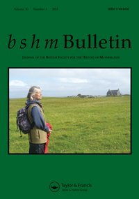 Cover image for British Journal for the History of Mathematics, Volume 30, Issue 3, 2015