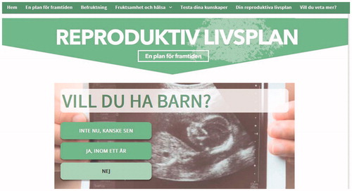 Figure 1. The website ‘Reproduktivlivsplan.se’.