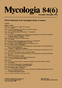 Cover image for Mycologia, Volume 84, Issue 6, 1992