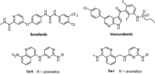 Figure 1. Structures of Sorafenib, Vemurafenib, and the target compounds.