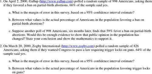 Table 2. Sample Examination Questions on Polling