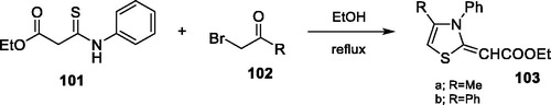 Scheme 29. Synthesize of thiazole derivatives 103.