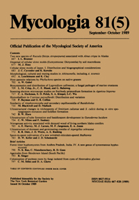 Cover image for Mycologia, Volume 81, Issue 5, 1989