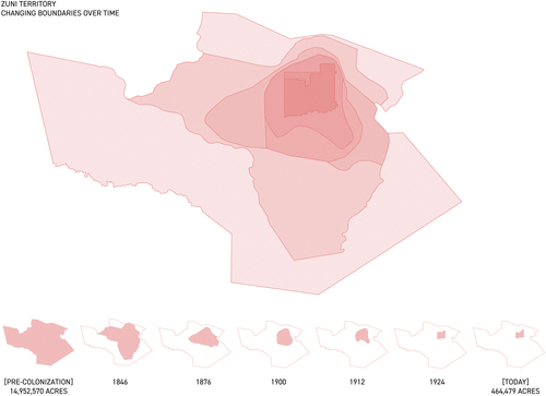 Figure 6. Danika Cooper and Jaclyn Tobia, Mapping Changing Boundaries, Zuni Territory, 2022.