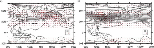 Fig. 6 As in Fig. 3, except for (a) June and (b) November 1998.