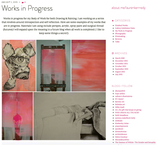 Figure 2. Lauren Kennedy, Lauren Kennedy – WordPress Site: Works in Progress, 2016.