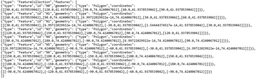 Figure 3. Example GeoJSON output file consisting of nine grid cells.