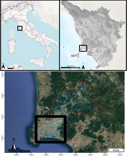 Figure 1. Location of the Cornia river coastal plain.