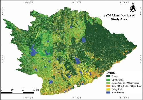 Figure 8. Map of the land cover classification using SVM classification. The Sentinel-2 image was taken on 22nd January 2022.