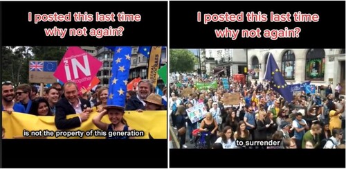 FIGURE 7. Overlay of Portillo’s speech with anti-Brexit protests in the video.