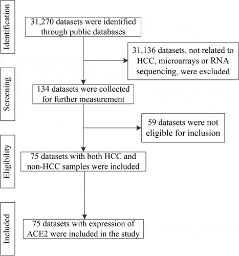 Figure 2. The flow chart of the recruitment procedure for the high-throughput datasets