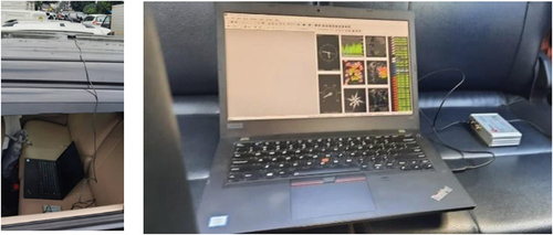 Figure 3. The setting of GNSS EVK-M8T U-Blox receiver connected to the mobile computer system in the navigating vehicle.