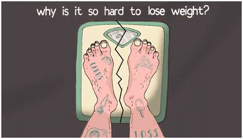 Figure 9. Still from the animation Energy Deficit – Why is it so Hard to Lose Weight? (2020) by Evie Holmes.