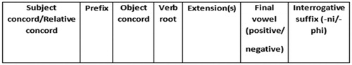 Figure 4. The verb morpheme scheme.
