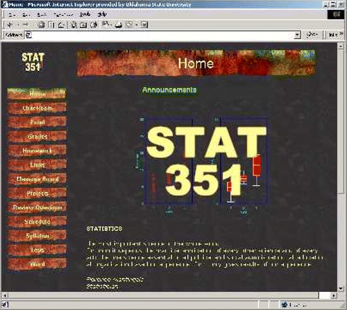 Figure 2. Screen Capture of the Homepage.