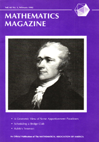 Cover image for Mathematics Magazine, Volume 65, Issue 1, 1992