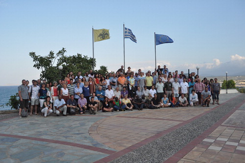 Figure 1. Mosquito Kolymbari Meeting 2013 participants in front of the conference building of the Orthodox Academy of Crete