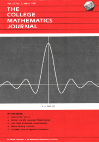 Cover image for The College Mathematics Journal, Volume 21, Issue 2, 1990