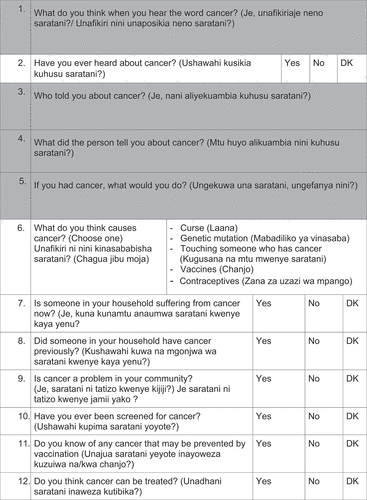 Figure 2. Questionnaire