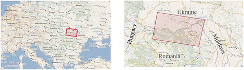 Figure 3. Location of our target area in Romania marked on Google Maps (Google Maps, Citation2019)