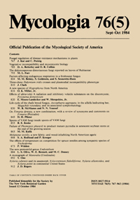 Cover image for Mycologia, Volume 76, Issue 5, 1984