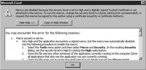 FIG. 1 Security warning message for Macros.