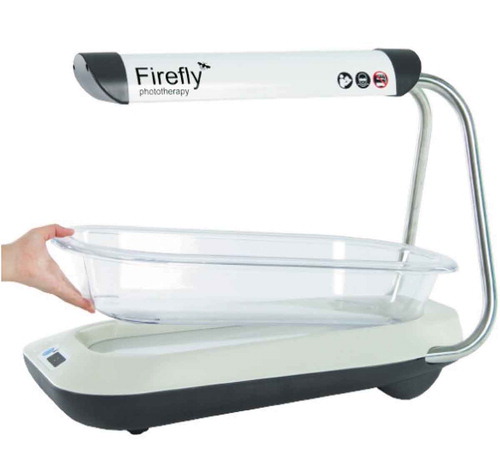 Figure 1. Firefly® total body irradiation phototherapy system. Photograph reproduced with the permission of MTTS Asia, Hanoi, Vietnam. System delivers phototherapy irradiation to neonate in both directions, above and below.