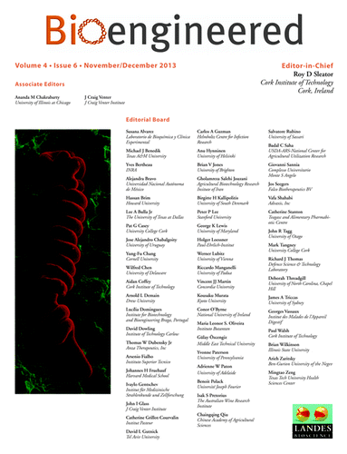 Figure 3. Cover of Bioengineered Volume 4, Issue 6 (November/December 2013).