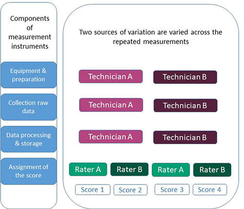 Figure 3 Inter-technician inter-rater reliability design of the assessment of reliability of the entire measurement instrument.