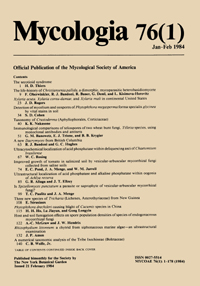 Cover image for Mycologia, Volume 76, Issue 1, 1984