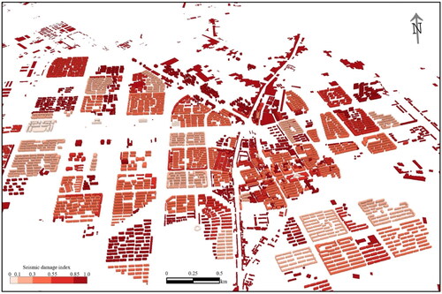Figure 8. Earthquake damage distribution of buildings in Pingluo County.