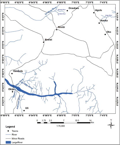 Figure 2. Drainage map showing the surface water distribution