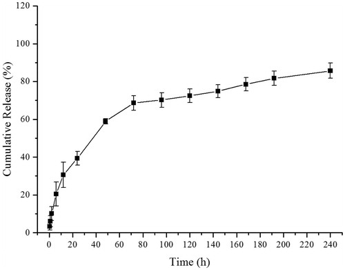 Figure 9. In vivo cumulative release-time curve of CC organogel formulation.
