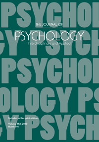 Cover image for The Journal of Psychology, Volume 153, Issue 6, 2019